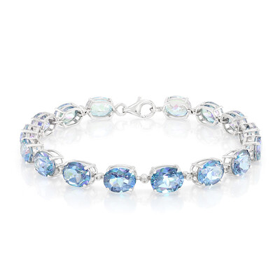 Zilveren armband met blauwe mystiek-topaasstenen