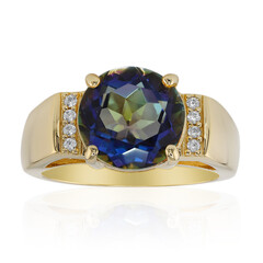 Zilveren ring met een blauwe mystieke kwarts