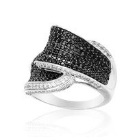 Zilveren ring met zwarte spinelstenen