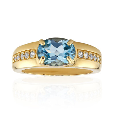 Zilveren ring met een hemel-blauwe topaas