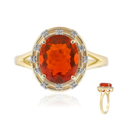 Gouden ring met een AAA Mexicaanse vuur opaal