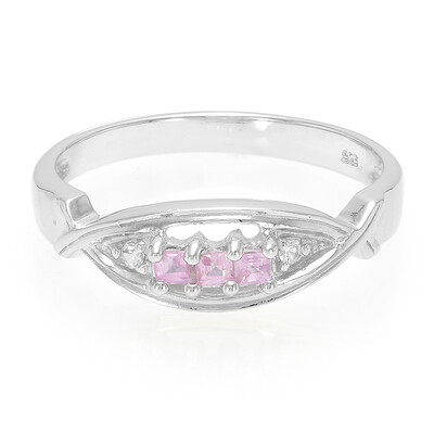 Zilveren ring met Ceylon roze saffieren