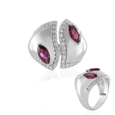 Zilveren ring met framboos rhodolieten (de Melo)