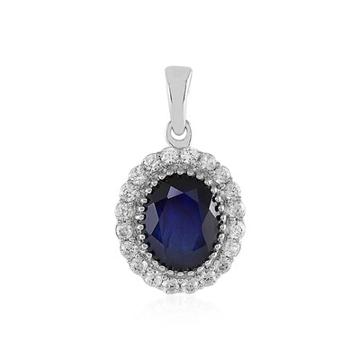 Zilveren hanger met een Madagaskar Blauwe Saffier