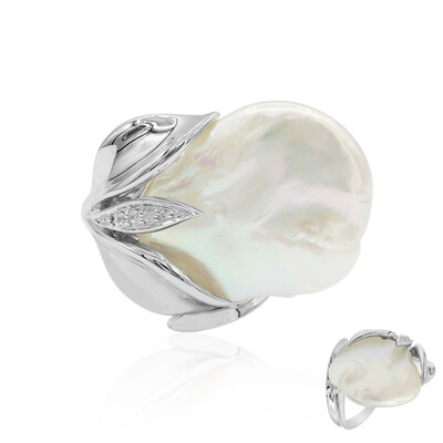Zilveren ring met een zoetwater kweekparel (TPC)