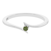 Zilveren ring met een I3 Groene Diamant