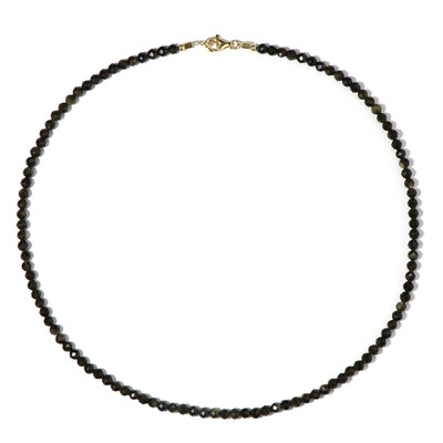 Zilveren halsketting met goud obsidiaanstenen