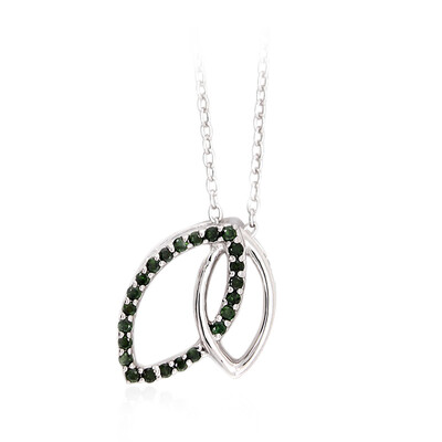 Zilveren halsketting met I3 Groene Diamanten