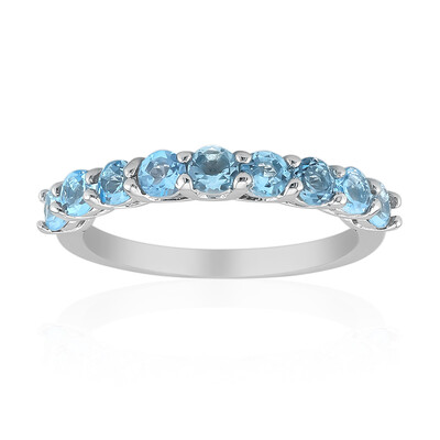 Zilveren ring met Zwitsers-blauwe topaasstenen