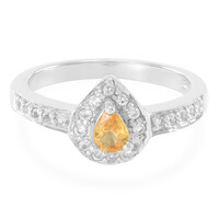 Zilveren ring met een gele saffier
