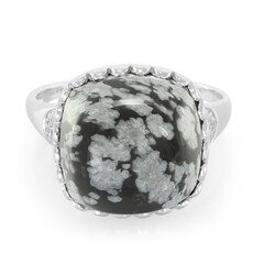 Zilveren ring met een sneeuwvlokken obsidiaan
