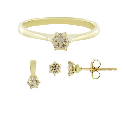 Gouden ring met SI2 Bruine Diamanten
