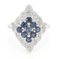 Zilveren ring met blauwe saffieren