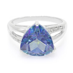 Zilveren ring met een blauwe mystieke-topaas