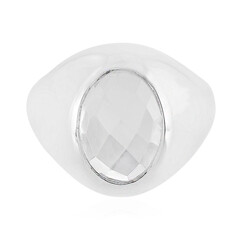 Zilveren herenring met een witte kwarts
