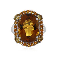 Zilveren ring met een cognac kwarts