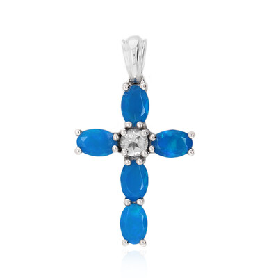 Zilveren hanger met Neonblauwe Opalen