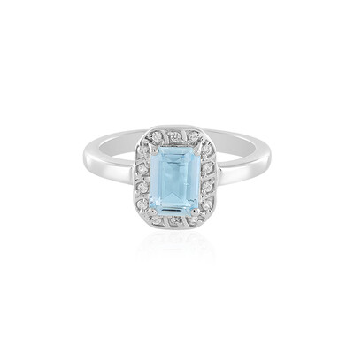 Zilveren ring met een aquamarijn