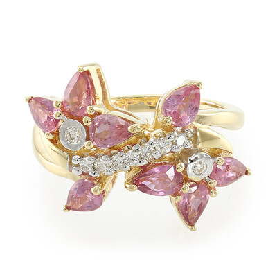 Gouden ring met Onverhitte Padparadscha Saffieren (AMAYANI)