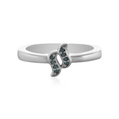 Zilveren ring met I2 Blauwe Diamanten