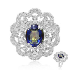Zilveren ring met een blauwe mystieke kwarts