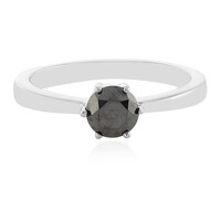 Zilveren ring met een zwarte diamant
