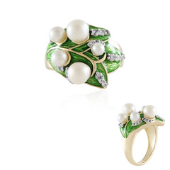 Zilveren ring met Witte zoetwater kweekparels (Adela Silber)