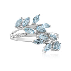 Zilveren ring met hemel-blauwe topaasstenen