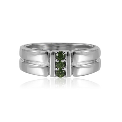 Zilveren ring met I1 Groene Diamanten