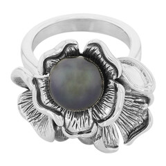 Zilveren ring met een Tahiti parel