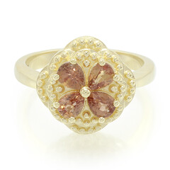 Gouden ring met Onverhitte Padparadscha Saffieren