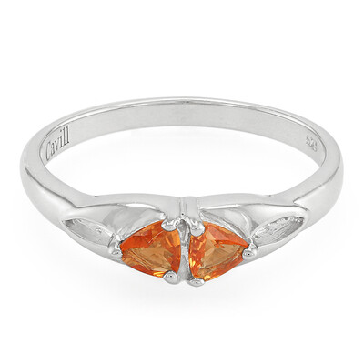 Zilveren ring met Padparadscha saffieren