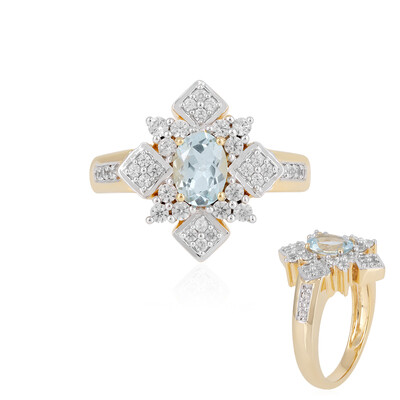 Zilveren ring met een aquamarijn