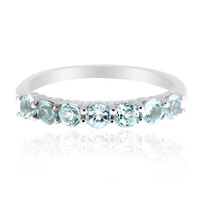 Zilveren ring met hemel-blauwe topaasstenen
