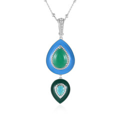 Zilveren halsketting met een Groene onyx (Dallas Prince Designs)