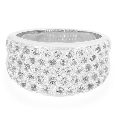 Zilveren ring met witte topaasstenen