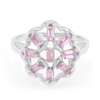 Zilveren ring met Ceylon roze saffieren