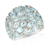 Zilveren ring met hemel-blauwe topaasstenen
