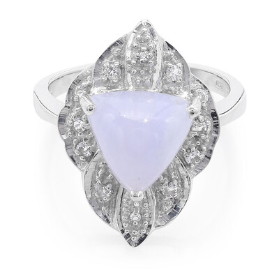 Zilveren ring met een blauwe kant agaat