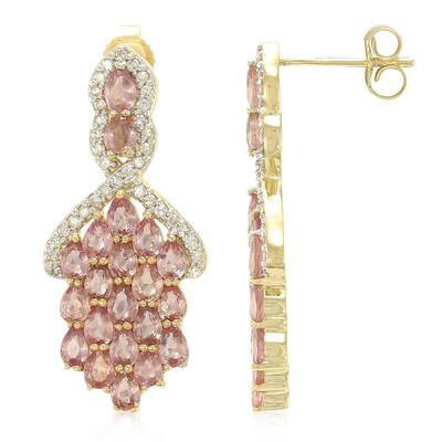 Gouden oorbellen met Onverhitte Padparadscha Saffieren (AMAYANI)