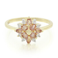 Gouden ring met Onverhitte Padparadscha Saffieren