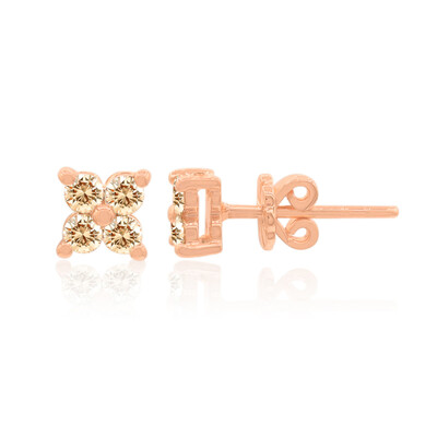 Gouden oorbellen met SI1 Argyle Rose De France Diamanten (Annette)