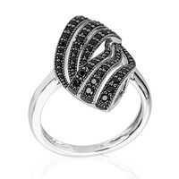 Zilveren ring met zwarte spinelstenen