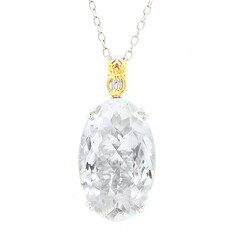 Zilveren halsketting met een witte kwarts (Gems en Vogue)