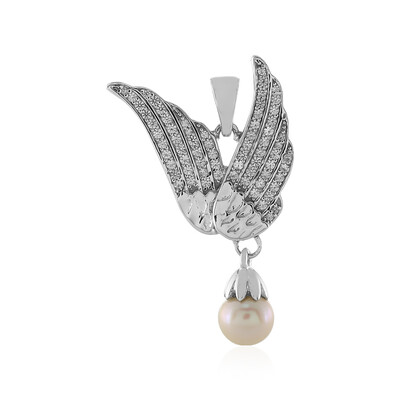Zilveren hanger met een Witte zoetwater kweekparel