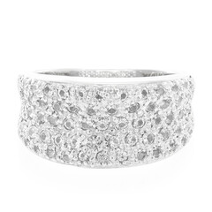 Zilveren ring met witte topaasstenen