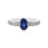 Zilveren ring met een blauwe ster saffier