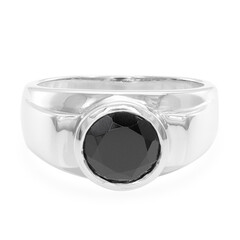 Zilveren herenring met een zwarte spinel