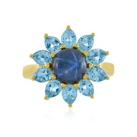 Zilveren ring met een blauwe ster saffier
