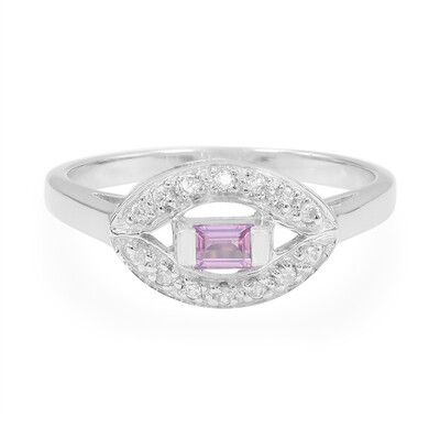 Zilveren ring met een roze saffier